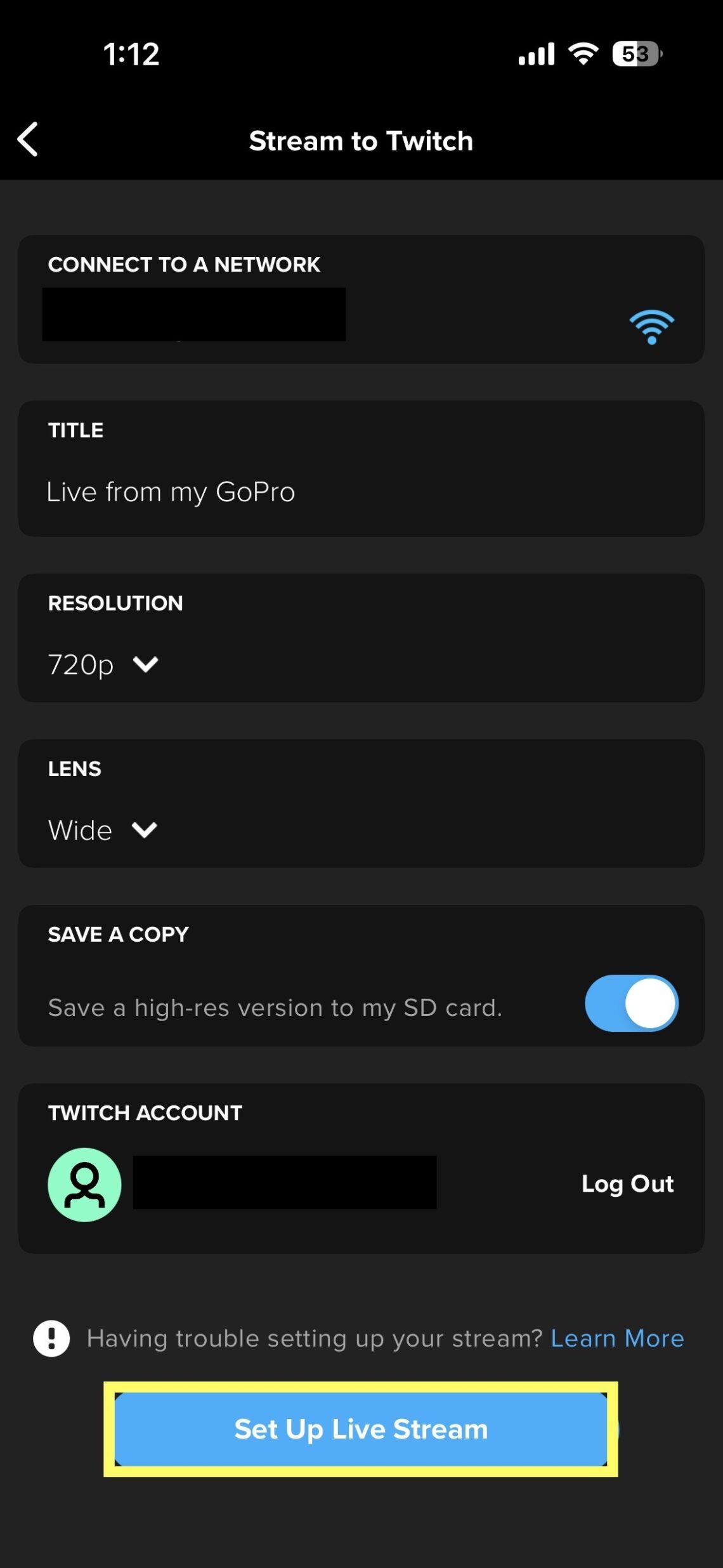 Bước 6: Màn hình tiếp theo có tiêu đề "Stream to Twitch"