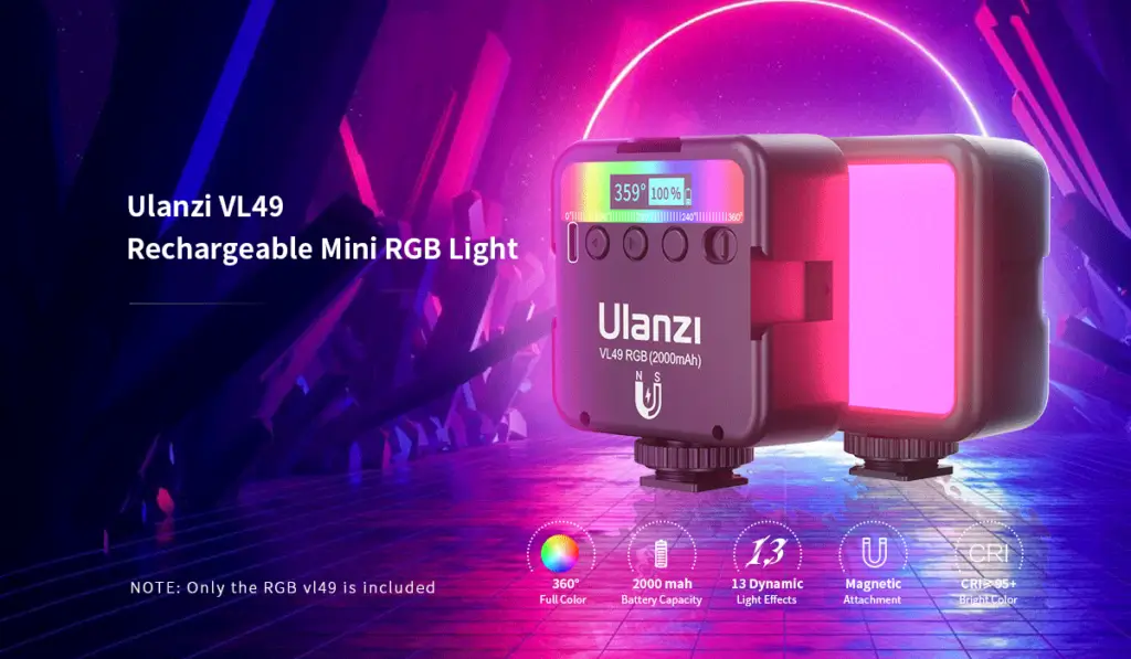 Đèn LED mini Ulanzi VL49 RGB là đèn LED mini cầm tay đa năng từ thương hiệu Ulanzi, hoàn hảo để quay phim và chụp ảnh