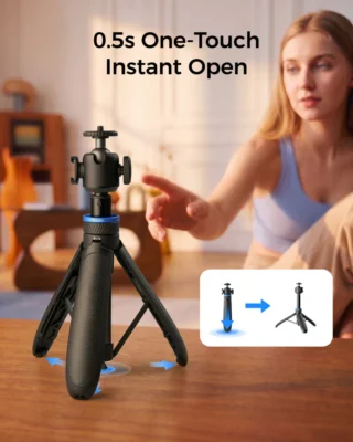 Telesin 65cm One-Touch Quick Open Tripod Selfie Stick for Pocket 3/4/4P