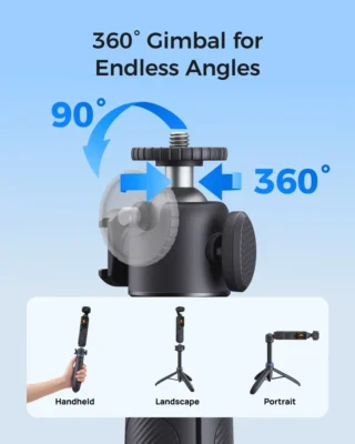 Telesin 65cm One-Touch Quick Open Tripod Selfie Stick for Pocket 3/4/4P